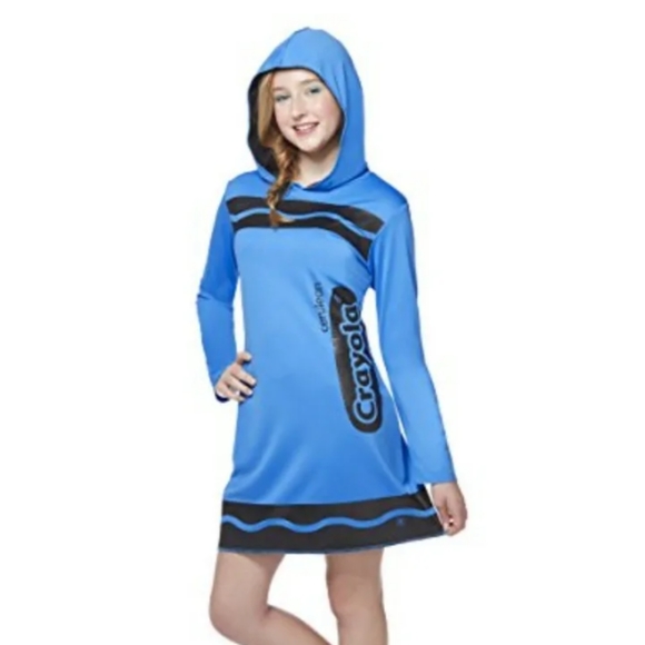 Crayola Cerulean Crayon Hooded Dress Costume Tween Sz: Large (12-14) ~NEW~ - Picture 2 of 2